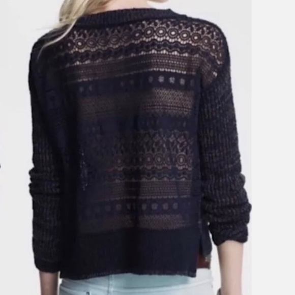 {VGUC} FREE PEOPLE Sweet Jane Crochet Back Sweater - Picture 2 of 11
